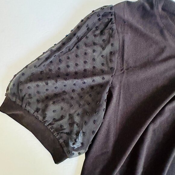 CECE SHEER SHORT SLEEVE BLACK BLOUSE - Picture 3 of 6